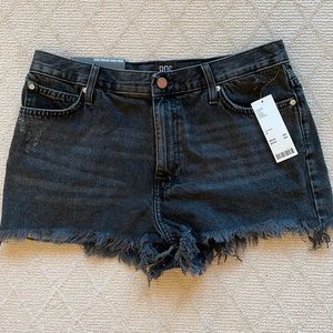 Urban black denim distressed and frayed shorts